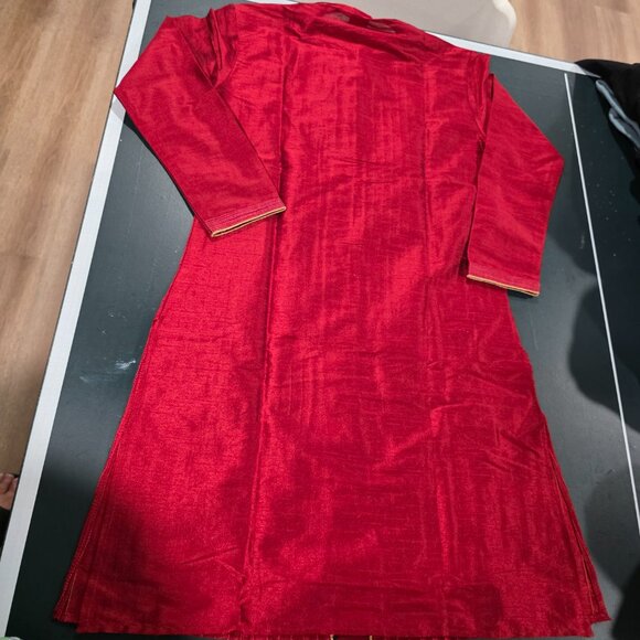 Men’s Kurta Red Gold 2 piece - Picture 5 of 7